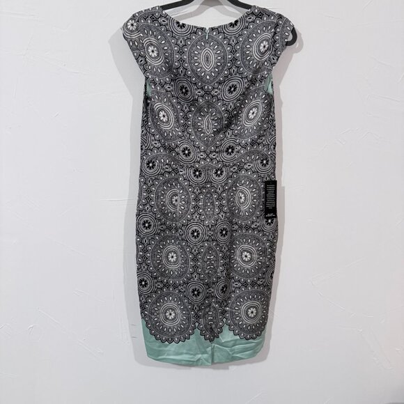 NWT The Limited Geometric Print Sheath Dress, Size 6, Mint Green & Black - Picture 2 of 8